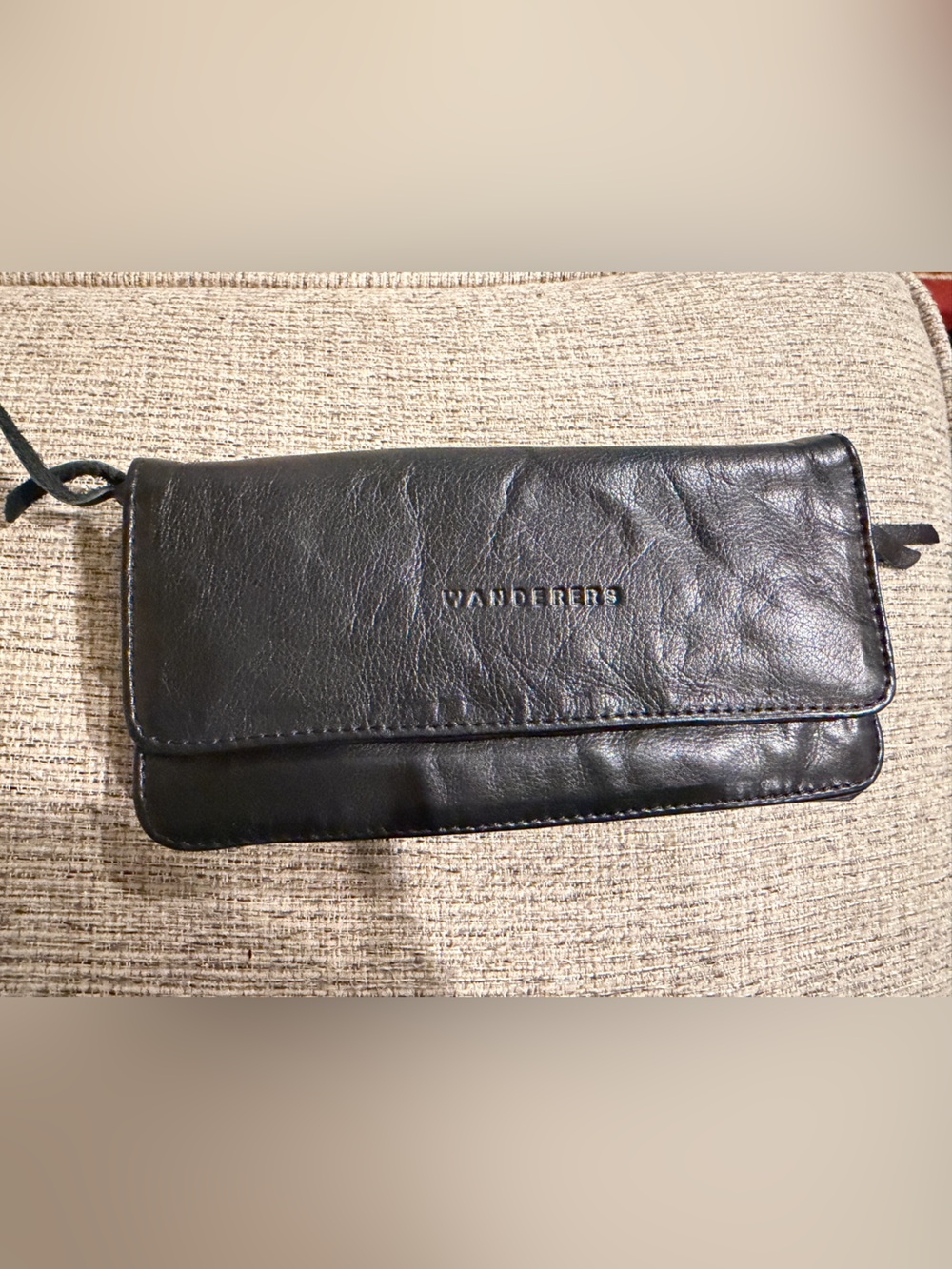 Wanderers Travel Co La Fontelina Wallet Black Full Grain Leather Slim Wallet EUC